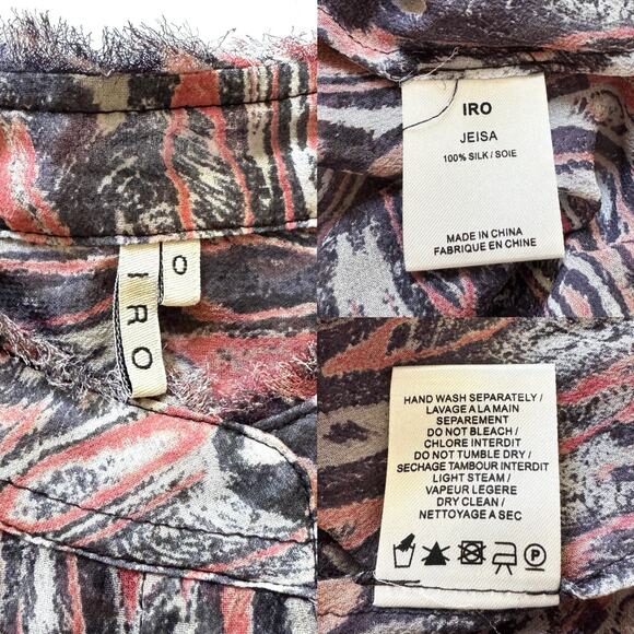 IRO Jeisa 100% Silk Rusty Abstract Print Button Front Blouse Top - Picture 3 of 12